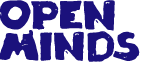 logo open minds blue left aligned